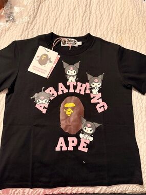 A Bathing Ape x SANRIO Kuromi Black Graphic Logo Tee